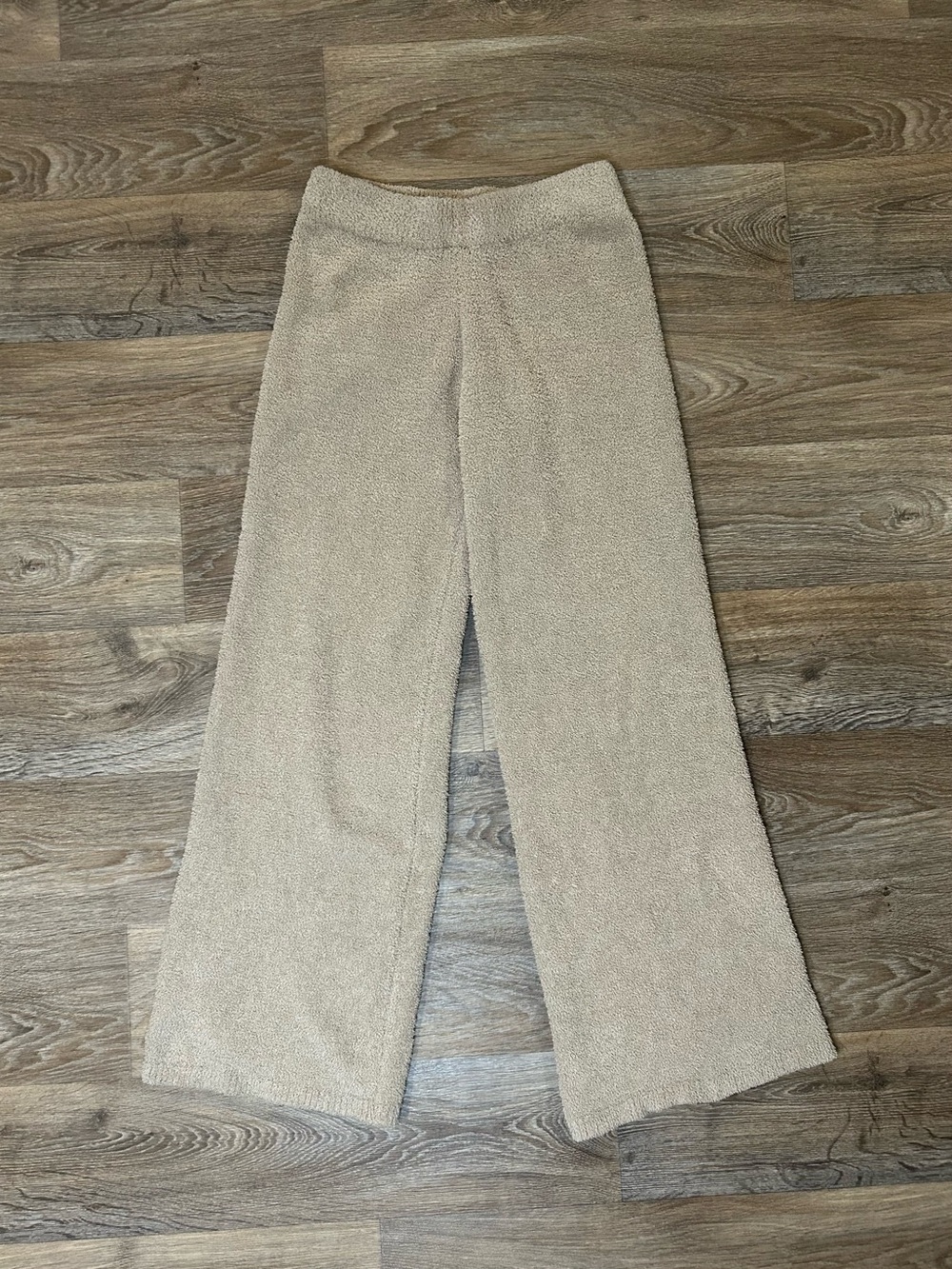 Forever 21 Beige Soft Fuzzy Sweater Knit Wide Leg Pants - Women’s Size Large